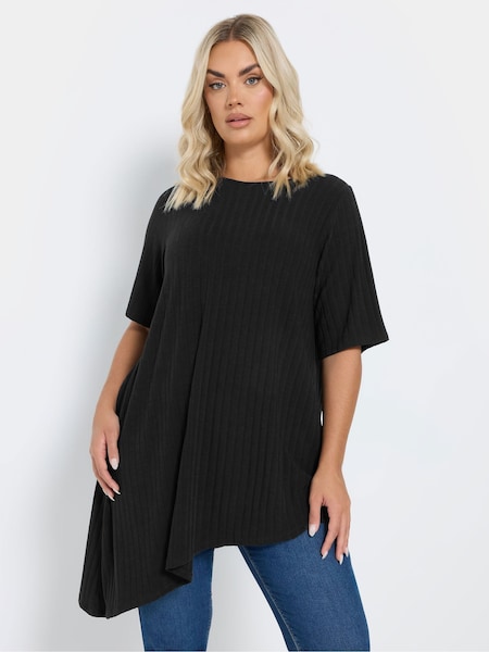 Yours Curve Asymmetric Ribbed T-Shirt (AN2615) | €43