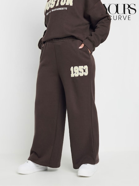 Yours Curve Brown Boston 1953 Wide Leg Joggers (AN2624) | €35