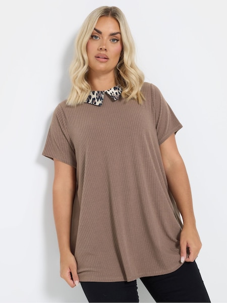 Yours Curve Collar Ribbed Swing T-Shirt (AN2627) | 34 €