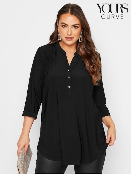 Yours Curve Black London Half Placket Blouses (AN2642) | €40
