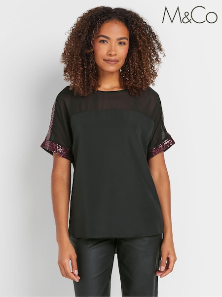 M&Co Sequin Shoulder Blouse (AN2657) | 137 LEI