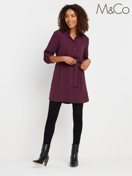 M&Co Red Tie Waist Longline Shirt (AN2672) | €35