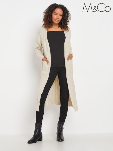 M&Co Natural Maxi Cable Cardigan (AN2681) | ₪216