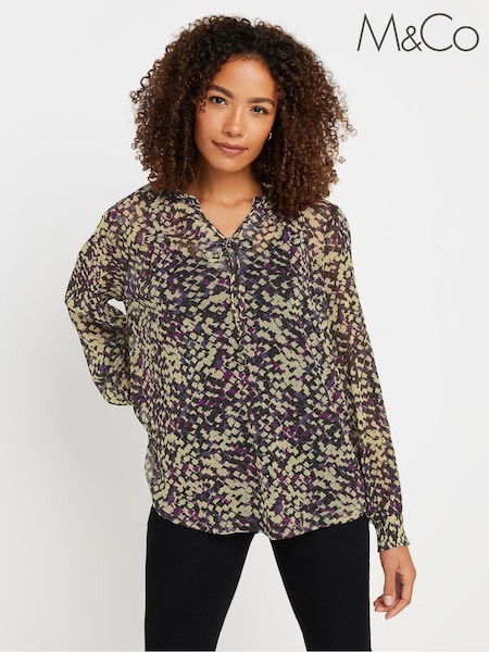M&Co Natural Frill Collar Shimmer Blouse (AN2688) | AED175