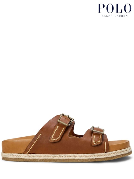 Svetlo rjava - Polo Ralph Lauren Brown Turbach Double Strap Suede Sandals (AN2693) | € 236