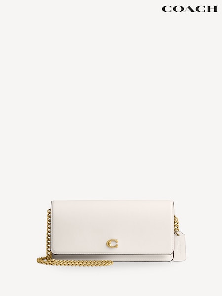 COACH White Evie Leather Long Wallet On Chain (AN2795) | €320