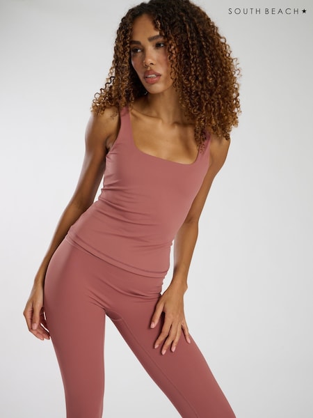 Vaaleanpunainen - South Beach Scoop Vest Top With Built-in-bra (AN2812) | €44