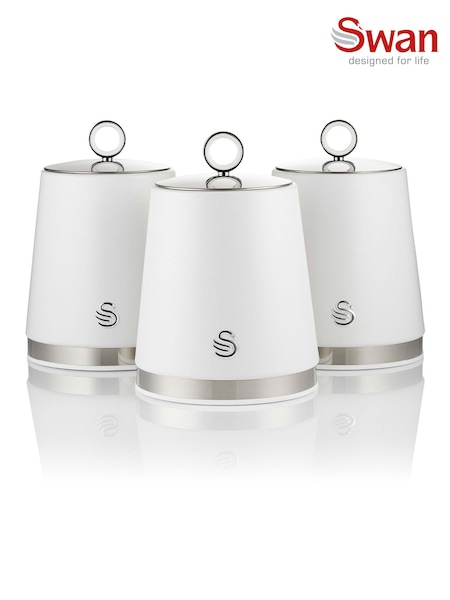 Swan White Serenity Set of 3 Kitchen Storage Canisters (AN2835) | €35