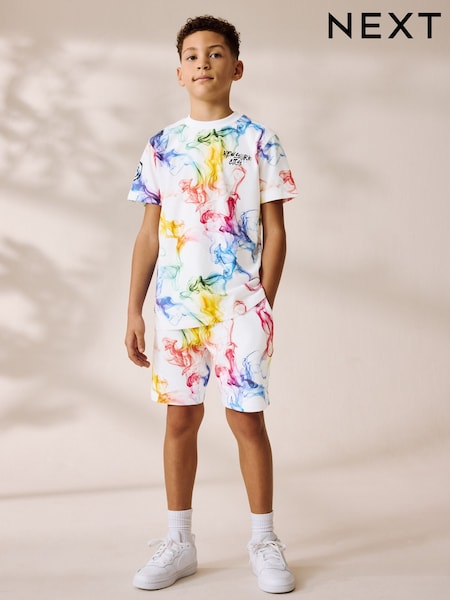 White/Multi Bright - Графічний стандартний крій з коротким рукавом футболки та шортів (3-16р.) (AN2873) | 782 грн - 1 112 грн