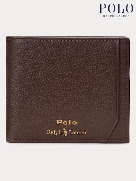 Polo Ralph Lauren Brown Pebble Leather Billfold Logo Wallet (AN2879) | kr1 556