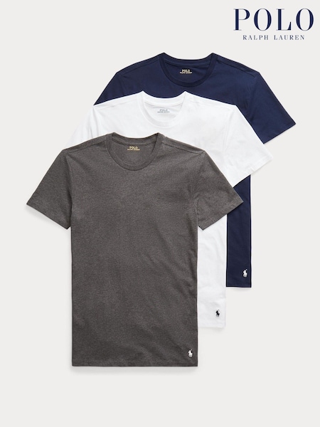 Синій - Бавовняні футболки Polo Ralph Lauren Slim 100% 3 Pack (AN2901) | 3 605 грн
