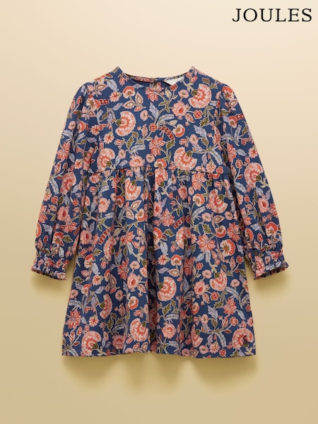 Joules Girls' Hampton Multi Floral Long Sleeve Jersey Dress (AN2935) | 109 QAR - 139 QAR