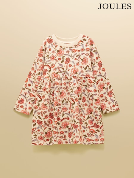 Joules Girls' Emma Cream Floral Long Sleeve Sweat Dress (AN2938) | 129 QAR - 144 QAR
