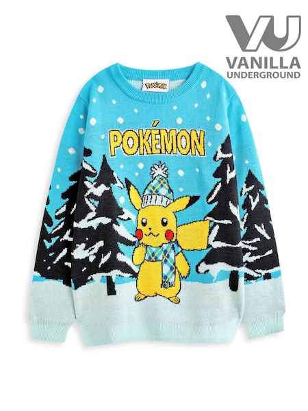 Vanilla Underground Blue Pokemon Character Christmas Jumpers (AN2953) | €39