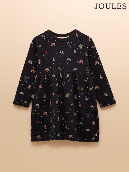 Joules Girls' Emma Navy Long Sleeve Sweat Dress (AN2959) | €37 - €41