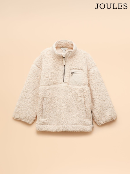 Joules Girls' Tilly Cream Quarter Zip Fleece (AN2962) | €38 - €46