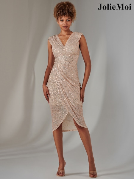 Светло-розовая - Jolie Moi Plain Wrap Mesh Maxi Dress (AN2998) | €105