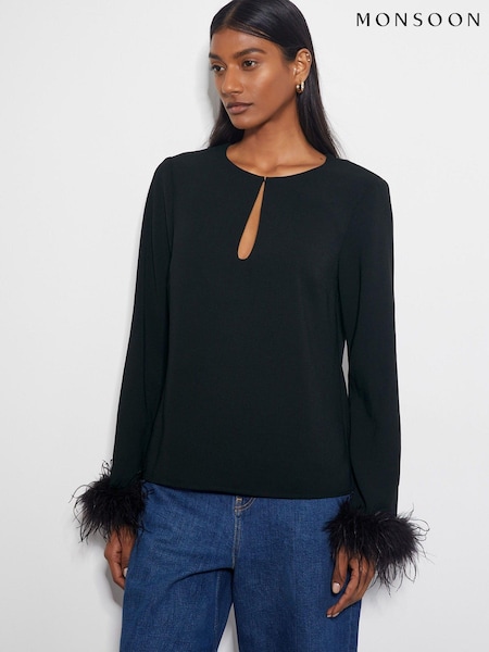 Monsoon Tiggy Long Sleeve Feather Top (AN3040) | 313 LEI