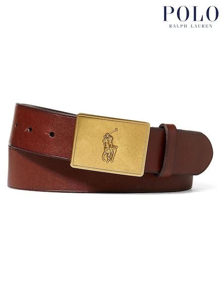 Polo Ralph Lauren Brown Pony Plaque Leather Belt (AN3072) | €154