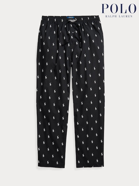 Polo Ralph Lauren Black Signature Pony Cotton Pyjama Bottoms (AN3078) | €86