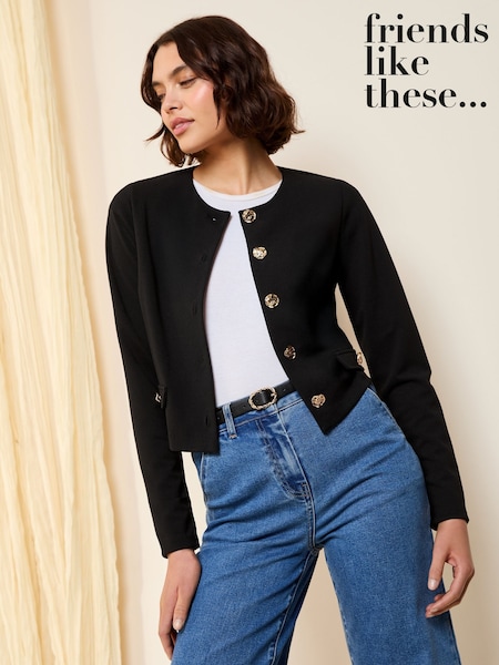 Friends Like These Black Gold Button Tailored Jacquard Blazer (AN3125) | €50