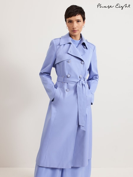 Phase Eight Blue Cheryl Long Fitted Trench Coat (AN3247) | ₪950