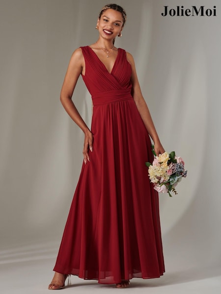 Jolie Moi Red Cora Sleeveless Chiffon Maxi Dress (AN3279) | 391 QAR