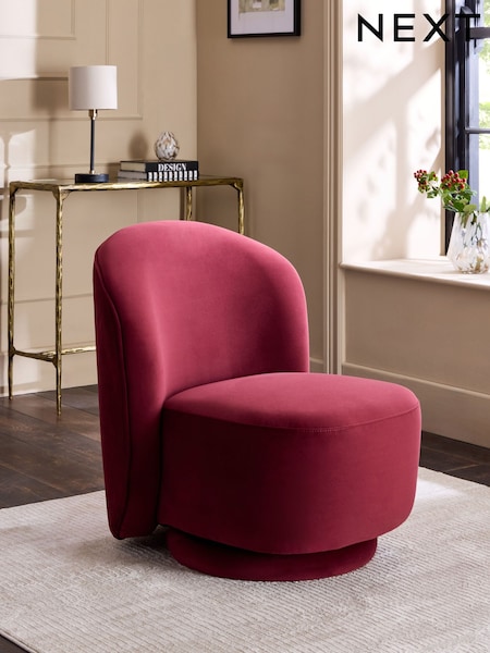 Soft Velvet Cranberry Hattie Swivel Accent Chair (AN3315) | €365
