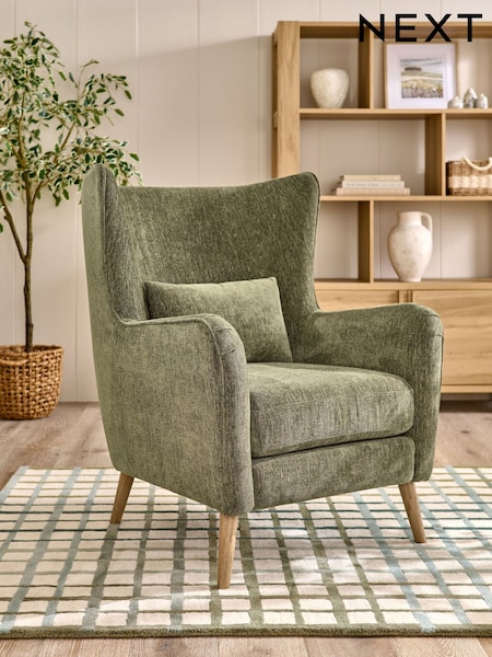 Costwold Chenille Dark Green Pendry Grande Highback Armchair (AN3318) | €520