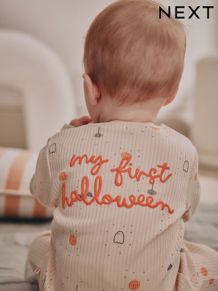 Ecru - Baby My First Halloween Two Way Zip Footless Sleepsuit (0-18mths) (AN3410) | 13 € - 14 €
