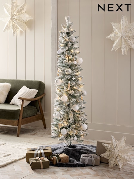 White 6ft Slim Alpine Snowy Pre Lit Christmas Tree (AN3482) | €119