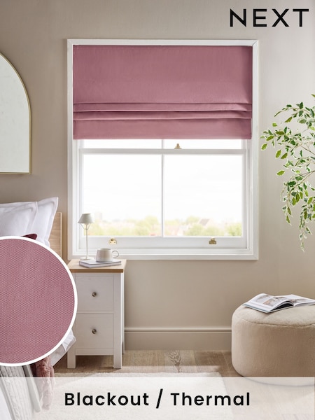 Pink Mauve Ready Made Blackout Cotton Roman Blinds (AN3506) | €53 - €126