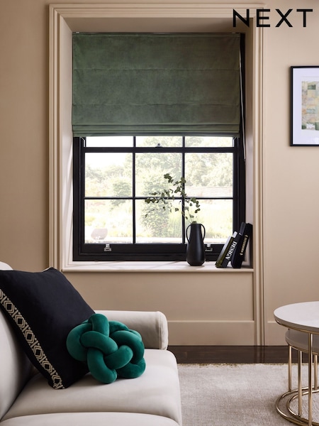 Green Dark Ready Made Blackout Matte Velvet Roman Blinds (AN3512) | €53 - €132