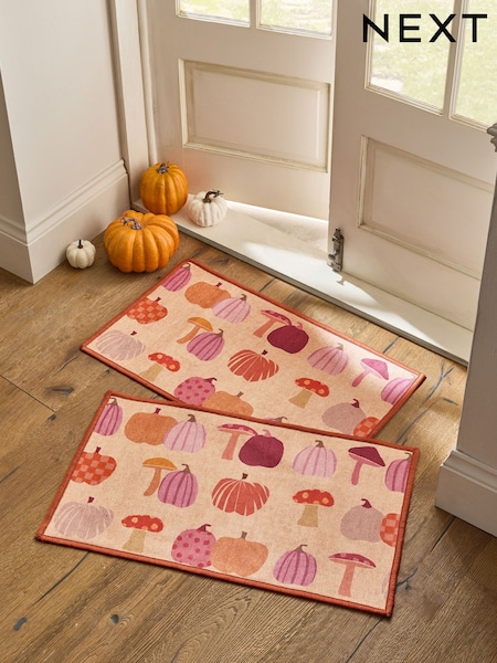 Set of 2 Orange Washable Pumpkin Doormats (AN3526) | €18 - €31