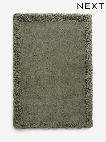 Sage Green Fluffy Border Rug (AN3534) | €66 - €265