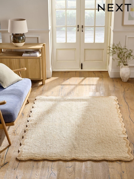 Light Natural Soft Scallop Washable Rug (AN3542) | €52.50 - €212