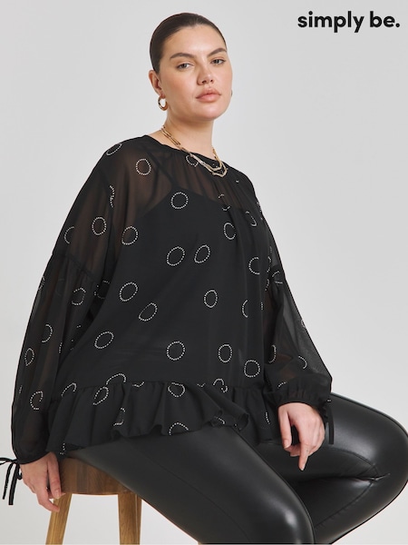 Simply Be Black Romantic Georgette Blouse (AN3582) | AED198