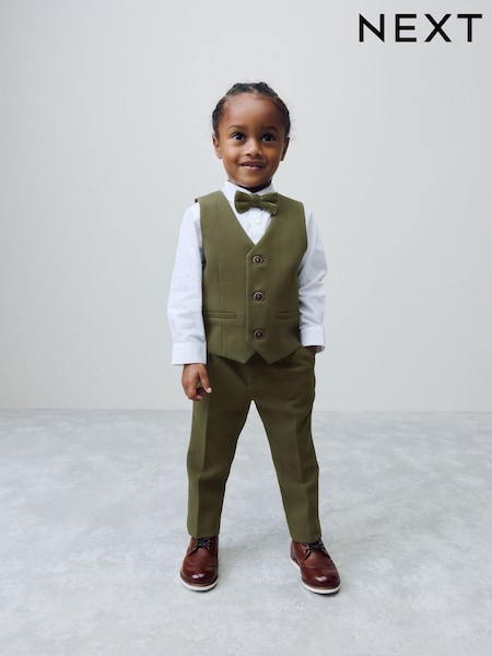 Khaki Green Waistcoat Shirt Trousers and Bow Tie Set (3mths-9yrs) (AN3600) | AED218 - AED249