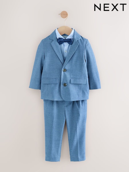 Blue Check Blazer, Shirt, Trousers & Bow Tie Set (3mths-9yrs) (AN3601) | AED254 - AED295
