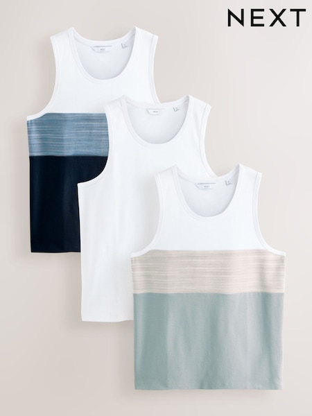 Grey/White/Navy Block Vests 3 Pack (AN3611) | R$ 440