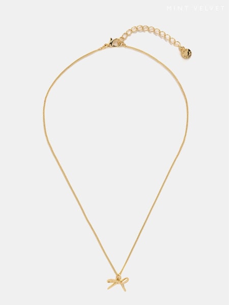 Mint Velvet Gold Tone Bow Necklace (AN3635) | €58