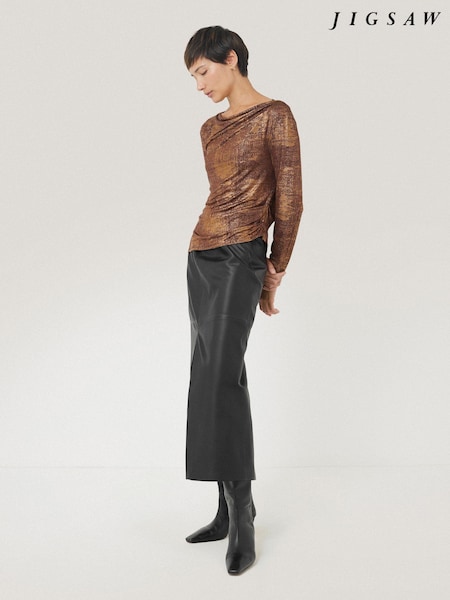 Jigsaw Metallic Brushed Bronze Cowl Top (AN3687) | €63