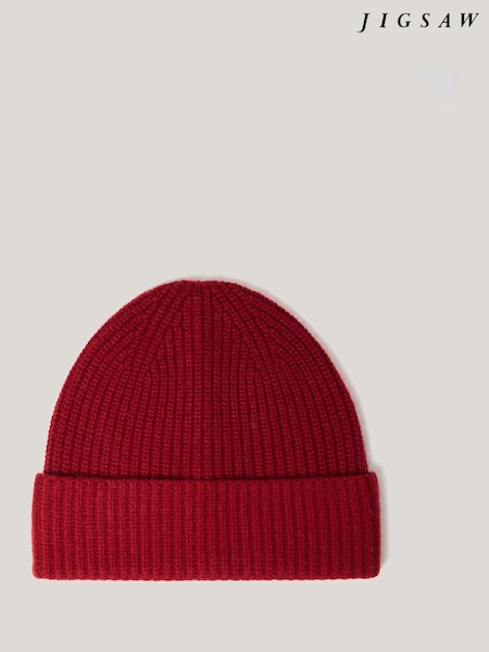Jigsaw Red Wool Cashmere Blend Winter Beanie (AN3690) | €42