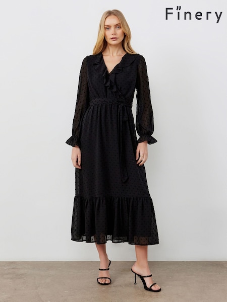 Finery Rosalie Three Quarter Sleeve Chiffon Tiered Midi Dress (AN3705) | ‏297‏₪