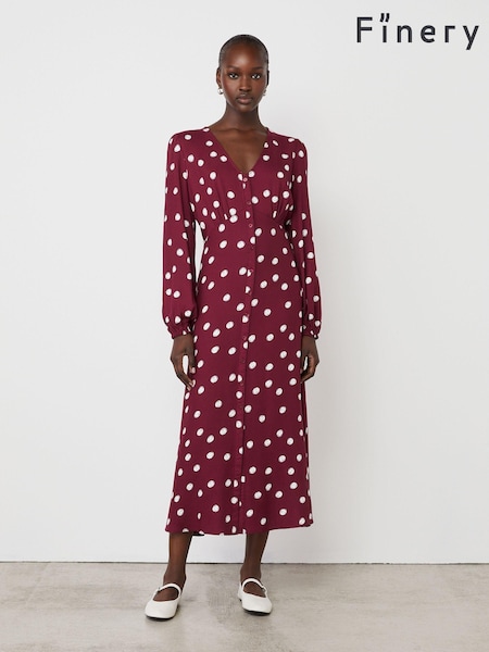 Finery Purple Cheryl V-neck Button Through Midi Dress (AN3743) | €62
