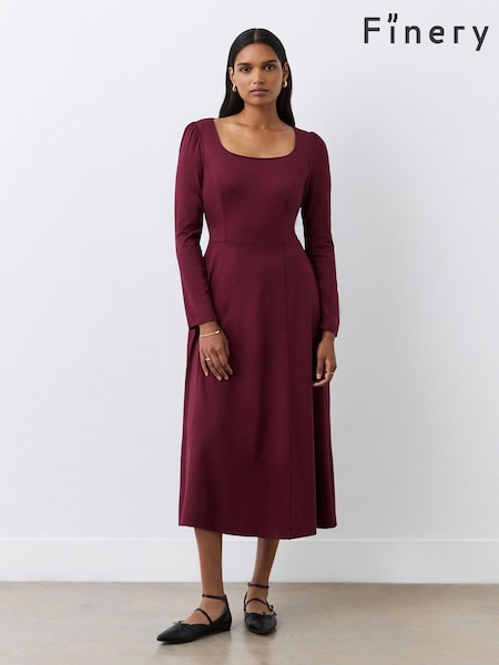 Finery Burgundy Kelly Ponte Jersey Midi Dress (AN3752) | €37