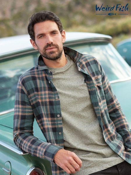 Maro - Weird Fish Chester Mânecă lungă Flanel Heritage Flannel Carouri 100% Organic Cotton Cămăși (AN3791) | 250 LEI
