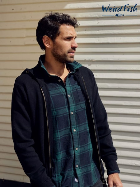 Albastru - Weird Fish Chester Mânecă lungă Flanel Heritage Flannel Carouri 100% Organic Cotton Cămăși (AN3800) | 250 LEI