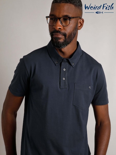 Blue - Weird Fish Jeremy Premium 100% Cotton Jersey Polo Shirt (AN3851) | 57 €