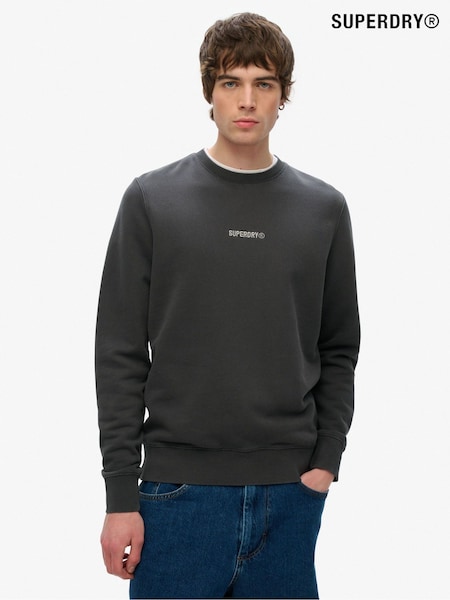 Superdry Black Natural Micro Logo Crew Neck Sweatshirt (AN3868) | R$ 495